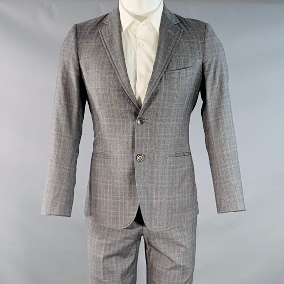 BAND OF OUTSIDERS Size 38 Regular Grey Glenplaid Wool Notch Lapel Suit - Picture 1 of 10